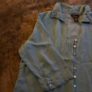 Avenue Teal Casual Button-Down Shirt